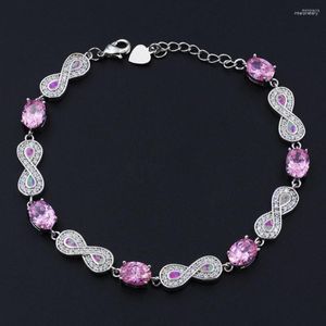 Link Armbänder JLB-262 Elegante Figur Acht Feueropal Zirkon Versilbert Armband Damen Modeschmuck Für Frauen Geschenk