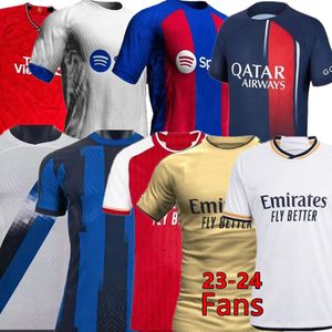 2023 2024 Barcelona MBAPPE BARELLA SReal PSGs Madrids camisas de futebol 23 AKA Versão para fãs Futebol masculino