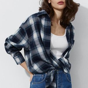 Kvinnor BLOUSES SPRING SOMMER CASUAL PLAID Women Shirts Autumn Long Sleeve Loose Basic Blus Fashion Neutral Wind Cardigan Shirt 2023