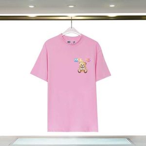 Projektantka damska moschino letnia włoskie luksusowe marki nowe koszulki kreskówka niedźwiedź luźne bawełniane okrągłe szyję na zewnętrzny rozrywka odzież męska