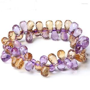 Bracciale in ametrino brasiliano naturale con filo di anatra mandarino regalo ornamentale con goccia d'acqua sfaccettata bicolore