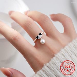 Cluster Rings 925 Sterling Silver Drip Lim Love Pearl Ring Ins Wind Fashion Classic Women's Finger Jewelry Ornaments Gift