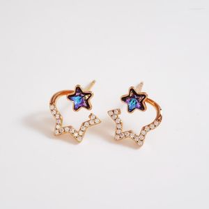 Studörhängen Korean gjord med österrikisk kristall för flickans festsmycken 2023 Star Designer Gold Color Studs Women Bijoux