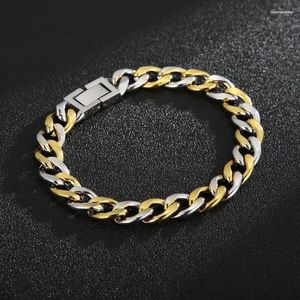 Charm Bracelets Hip Hop Stitching Gold Silver Color Men's Shiny Stainless Steel Cuban Chain Figaro Bracelet Men Fashion JewelryCharm Ray