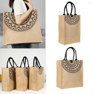 Kopplingspåsar tillverkade i China Classic Jute Hessian återanvändbar Eco Friendly Tote Shopper livsmedelsväska #30