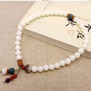 Link Armbänder Großhandel 5 Weiße Jade Buddha Perlenarmband Damen Herren Retro Lange Perlen Einfacher Schmuck