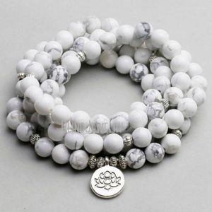 Strand Beaded Strands WMB36413 Howlite Mala Beads Bracciale 108 White Prayer Bead Collana Yoga Meditation Bracciale-chakra Wrap Raym22