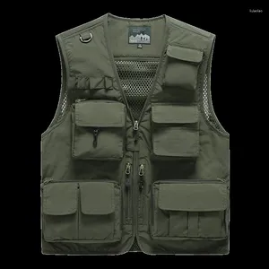 Mäns västar 5xl 6xl 7xl manlig casual sommar stor storlek bomull ärmlös väst med många 16 fickor män multi pocket pograph waistcoat