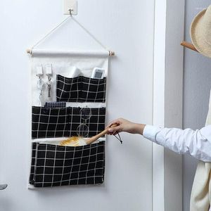 Storage Boxes Five Pockets Hanging Bag Cloth Art Cotton Wall Door Back Organizer Closet