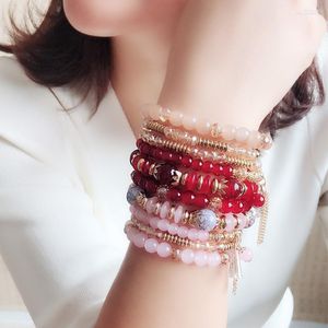 Strand Fashion Boho Bohemian Beads Bracelet Sea Style Handmade Chakra Multilayer Glass Crystal For Women