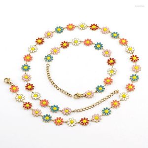 Chains Fashion Korean Sweet Daisy Flower Choker Necklace For Women Boho Vintage Sunflower Pendant Girl Elegant Party Jewelry