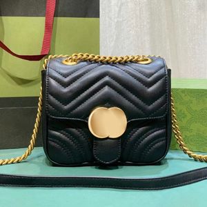 Kadın Marmont Kapitone Tasarımcı Çanta Lüks Mini Pochette Under Elemi Çanta Orijinal Deri Omuz Çantaları Erkek Debriyaj Tote Altın Zincir Crossbody Kamera Çanta