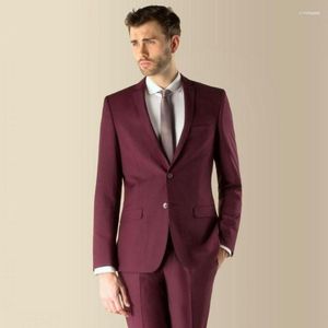 Ternos masculinos masculinos primavera 2023 bordô formal masculino lapela entalhe smoking para noivo ajuste fino padrinhos de casamento (jaqueta calça gravata)