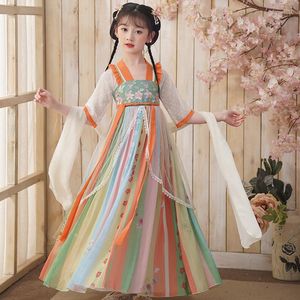 Mädchen Kleider Kleid Stil Sommer Kinder Kleidung Tüll Hanfu Alte Kostüm Kinder Kleidung der Kleinen Tang Anzug 2023