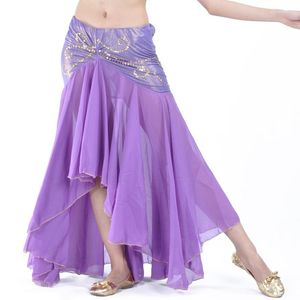 Scen Wear Belly Dance Costume Kjol Oriental Chiffon Long Slim Flash Sexig Wrap Performance Dress