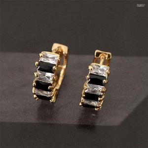 Orecchini a cerchio grosso placcatura color oro nero zircone trasparente pietra decorata per donna ragazza casual splendidi gioielli delicati