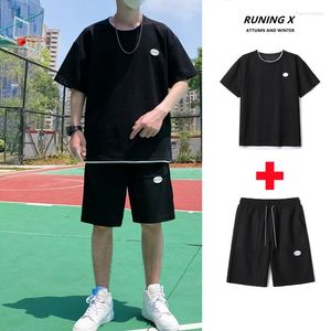 Tute da uomo Set da 2 pezzi Completi estivi Corti da uomo Moda stile coreano Camicia casual Pantaloncini Set Abbigliamento sportivo da uomo all'aperto