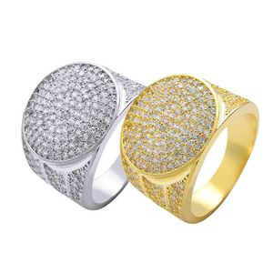 18k Real Gold Electroplated Micro Set Cubic Zircon Ring Hiphop Unisex Personalized Bling Finger Ring Iced Out Aesthetic Crystal Rapper Jewelry Bijoux For Men Women