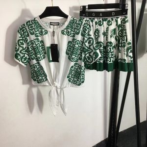 Designer kvinnors tvådelar klänning två2 stycken set tröjor kvinnor tröja tee kvinnors pullover tröjor d heta diamant kjol set g 288