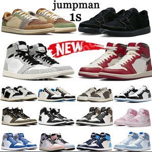 basketball shoes with box jumpman 1 1s low 1s Black Phantom 1 1s TS Mocha Voodoo Low Concord Vintage UNC White cement Skyline Stealth Starfish mens sneakers trainers