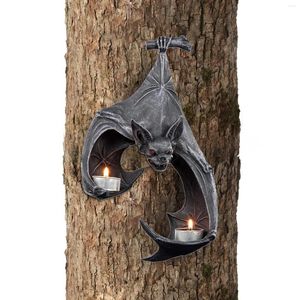 Gartendekorationen, schwarze Fledermaus, Wand-Teelichthalter, Kerzenständer, Halloween-Dekoration, Kerzenständer, Heimhalter, Harz, Desktop-Ornamente