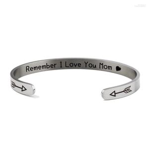 Armreif aus Edelstahl, C-förmig, offen, „Remember I Love You“, Muttertagsgeschenk, Schmuck