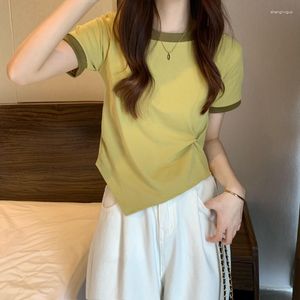 Koszulki damskie y2k topy nieregularna koszula dla kobiet solidne koszulki koreańskie ubrania streetwearne T-shirt 2023 Summer Camisas y Blusas ropa