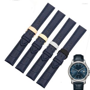 Watch Bands Fashion Genuine Leather Men's Watchband Crocodile Texture Strap Bracelet Wrist Band 14mm 16mm 18mm 20mm 22mm Dark Blue