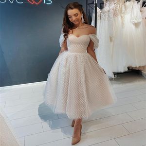 Krótka suknia ślubna 2021 ZAKRESKA KIKNIKA KIKNE PUNKT SUNT SUNTEM PRZEGLĄDOWA DLA KOBIET BRIDES TYULLE DE MARIEE GRACEFUL256O