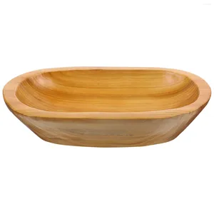 Set di stoviglie Decorazioni per il desktop Ciotola da portata in legno Piatto per caramelle Sezione spessa 25X15X5CM Vassoio rustico per frutta Vassoi in legno per piatto