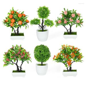 装飾的な花1PCS人工植物ミニポットオフィスデスクトップ装飾装飾品DIYホームエルガーデンアレンジメントアクセサリー