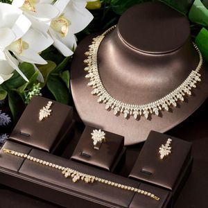 Necklace Earrings Set Fashion Unique Water Drop Crystal And Sets For Women Fancy CZ Bridal Party Wedding Dress Jewelry N-297