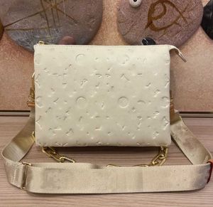 Coussin MM Crossbody Bag Chain Shoulder Kvinnor äkta läderhandväska handväska påse breda remmar prägling modebrev av hög kvalitet borttagbar varm försäljning