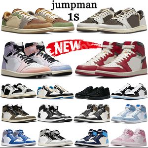 Tênis de basquete com caixa Jumpman 1 1s Low 1s Black Phantom 1 1s Ts Mocha Voodoo Low Concord Vintage Unc White Cement Skyline Stealth Womens Mens Tênis Trainers