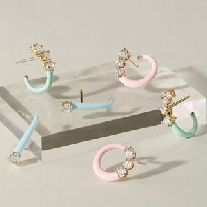 Stud Earrings Gold Plated Pastel Enamel Earring Wholesale Summer Colorful Fashion Girl Women Jewelry