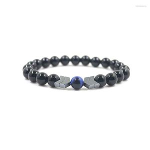 Strand Black Onyx pärlstav armband hematit pil huvudpärlor med grönt och blå natursten runda smycken handgjorda NSB1031