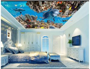 Duvar Kağıtları 3D PO Duvar Kağıdı Özel Tavan Duvar Resimleri Mediterranean Sualtı Dünya Mercan Tavanları Odası