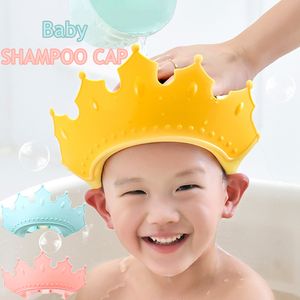 Berretto per shampoo per baby shower per bambini Design a corona Visiera da bagno regolabile Scudo per capelli per neonati Protezione per le orecchie Copricapo impermeabile sicuro