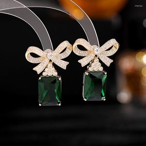 Dangle Earrings Luxury High-end For Women Dinner Dress Matching Cz Bow Square Geometric Engagement