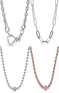Original Chunky Infinity Knot Pärlor Slid Me Link Chain Halsband för mode 925 Sterling Silver Bead Charm Diy Jewelry Q05313876915