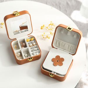 Caixas de Joias Casegrace Couro PU Mini Box Organizador para Brincos Colar Anel Armazenamento Caixão Viagens Portátil Estojo para Joias 230621