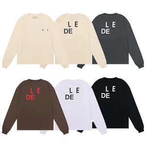 American fashion limited basic double yarn cotton long sleeve T-shirt men's and women's casual hoodieS-XL