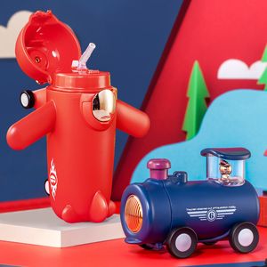 Vattenflaskor Creative Airplane Cup Barn Straw Thermos Rostfritt stål Vattenflaska Vakuumkolv Termoflaskan Birthday Present till Girl Kids 230621