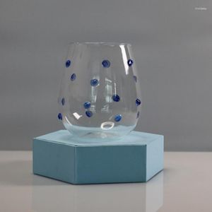 Bottiglie d'acqua Creative Blue Dot irregolare Glass Design Senso Cup Caratteristico bottiglia trasparente Touch Wave Point Milk Juice