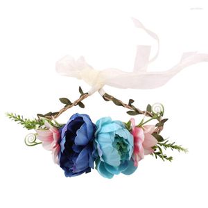 装飾的な花人工花のヘッドバンドキッズシミュレーションリースウェディングガーランドヘッドピースクラウンガール女性花柄の頭飾り髪