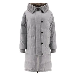 Damen Downs Brunello Wintergrau dicker Wollhaubeer Cucinelli Jacke