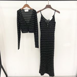 Basic & Casual Dresses New S-elf Portrait Knit Dress with Fish Tail Green Wave Pattern Set Umbrella Dress