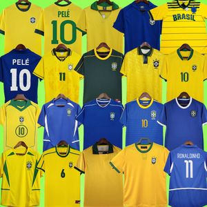 Brazil # 10 بيليه 1970 العالم كأس البرازيل ريترو لكرة القدم جيرسي خمر كلاسيكي ذكرى العتيقة مجموعة 70 كرة القدم قميص المنزل الأصفر فيوتول