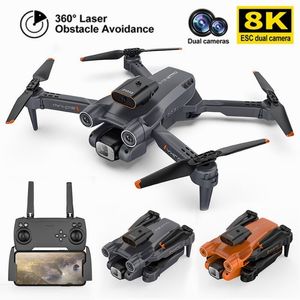 P12 Drone 8K HD Dual Camera Mini Drone Obstacle Avoidance Optical Flow WIFI FPV RC Helicopter Foldable Quadcopter Dron Gift Toys
