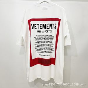 2023SS Modna marka VTM Back Red Printed Tags Oversed T-Shirt Casual Loose Damskie T-shirt z odwrotną koszulką